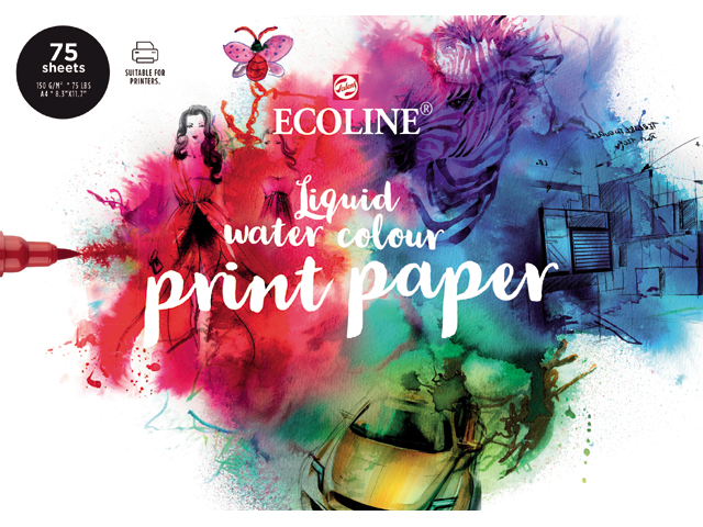 Ecoline Watercolour Print Paper A4, 150g, 75 de foi