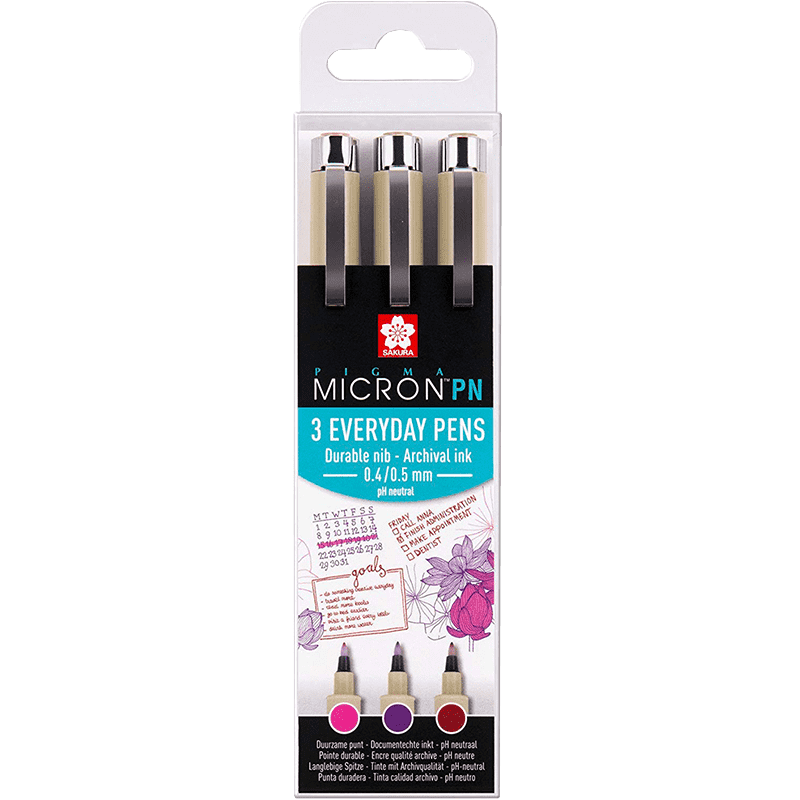 Set Sakura Pigma® Micron PN Office – 3buc - Roz, Violet, Vinul