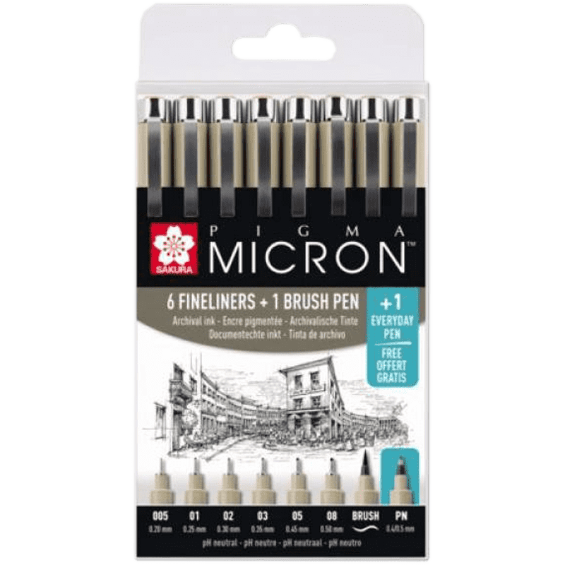 Set pixuri tehnice SAKURA Pigma Micron - 7 + 1buc GRATUIT