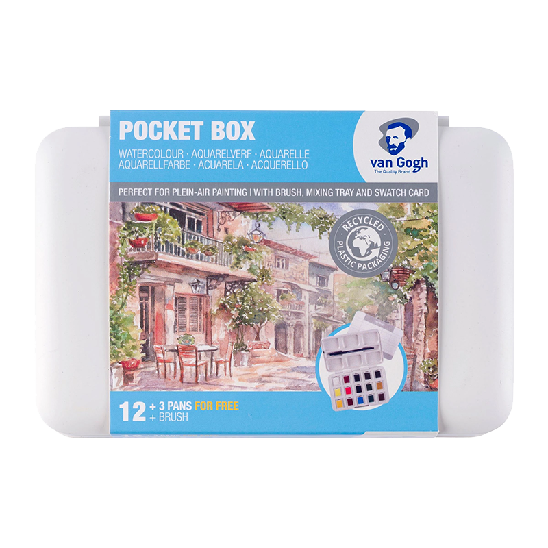 Culori acuarelă Van Gogh - Pocket box cu 12 godete  + 3 GRATUIT