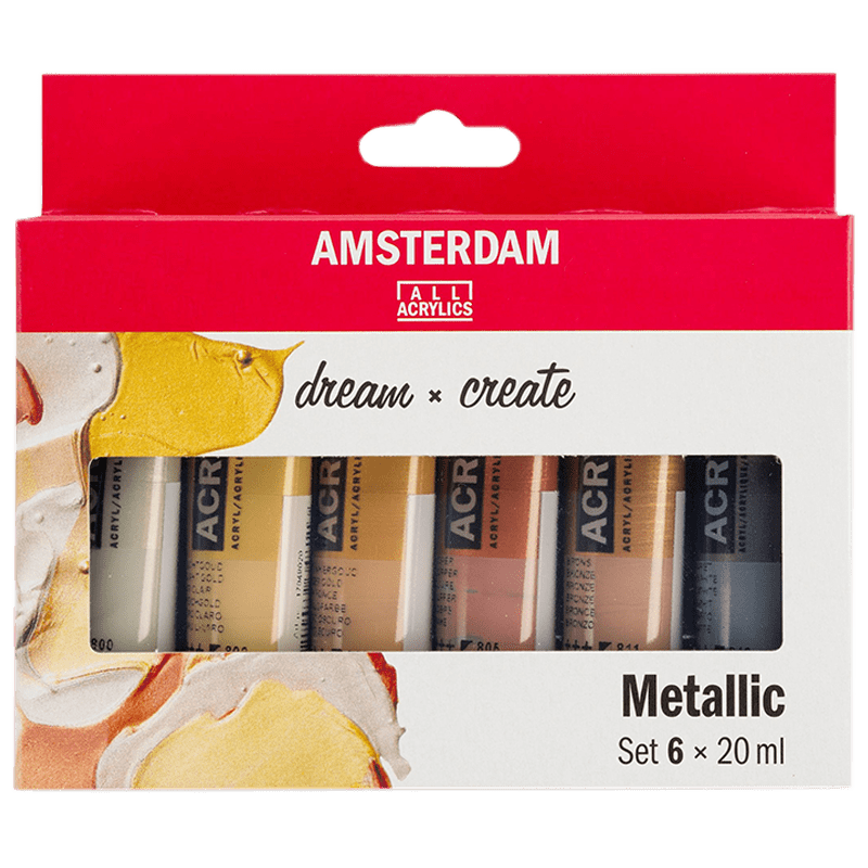 Culori acrilice Amsterdam - set 6 x 20ml - Metallic