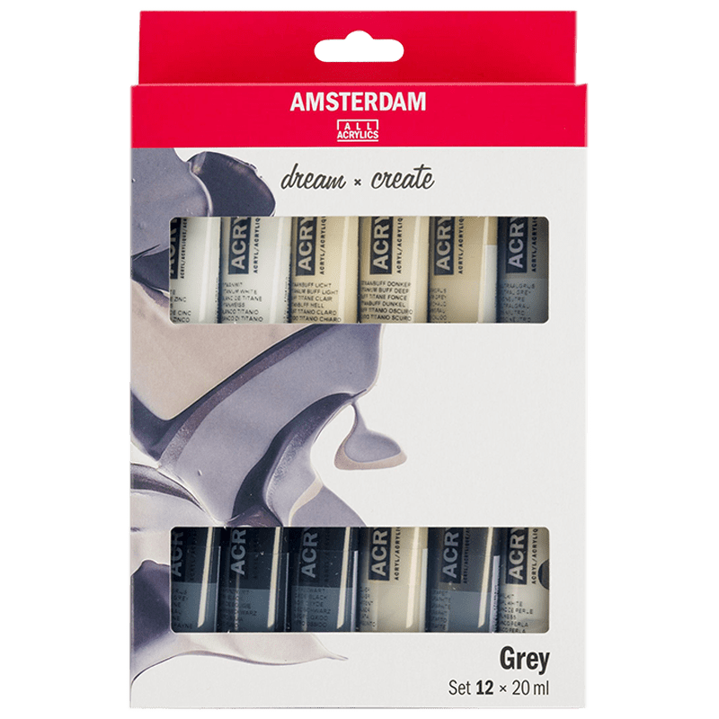 Culori acrilice Amsterdam - set  12 x 20ml - Grey