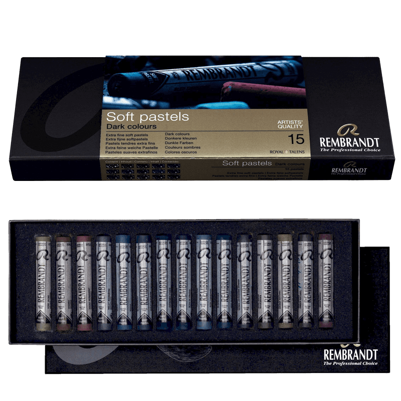 Pasteluri uscate REMBRANDT – set de 15 pasteluri - nuanțe întunecate