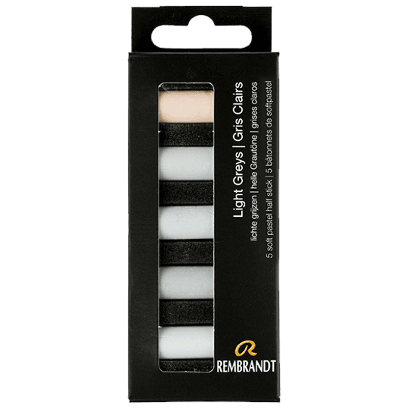 Pasteluri uscate REMBRANDT – Light Greys - set de 5 jumătate de pasteluri