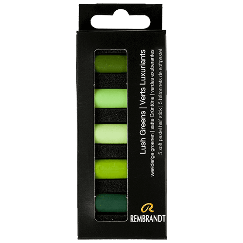 Pasteluri uscate REMBRANDT – Lush Greens - set de 5 jumătate de pasteluri