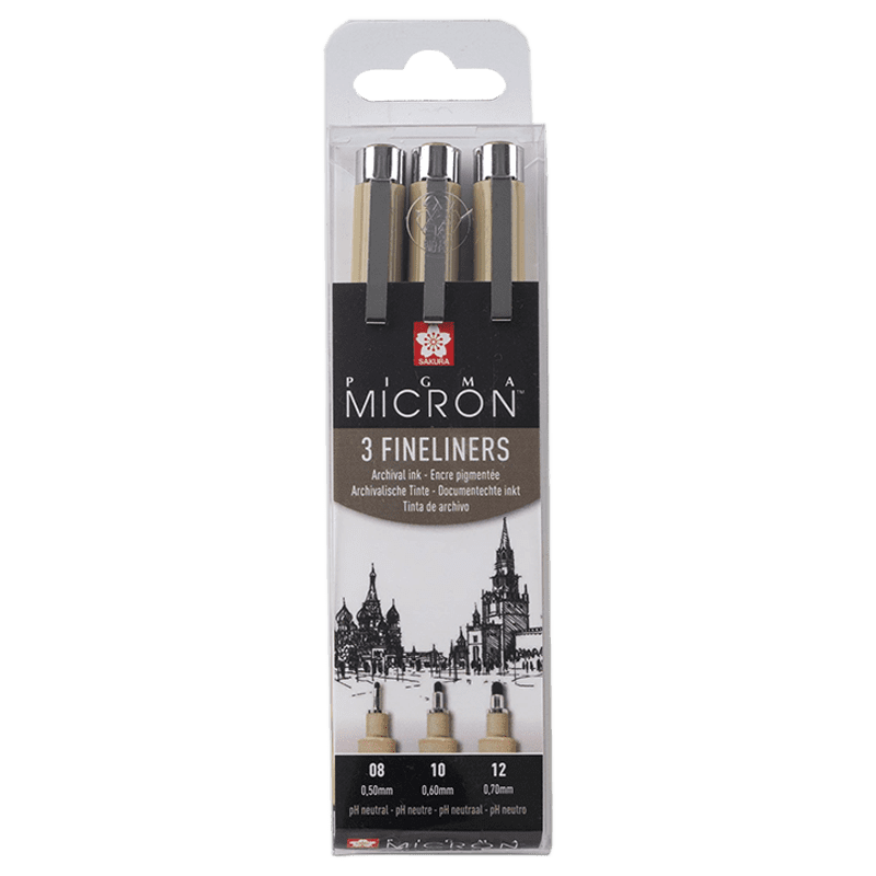 Set tehnic de stilouri SAKURA Pigma Micron Broad - 3 bucăți - 8, 10, 12