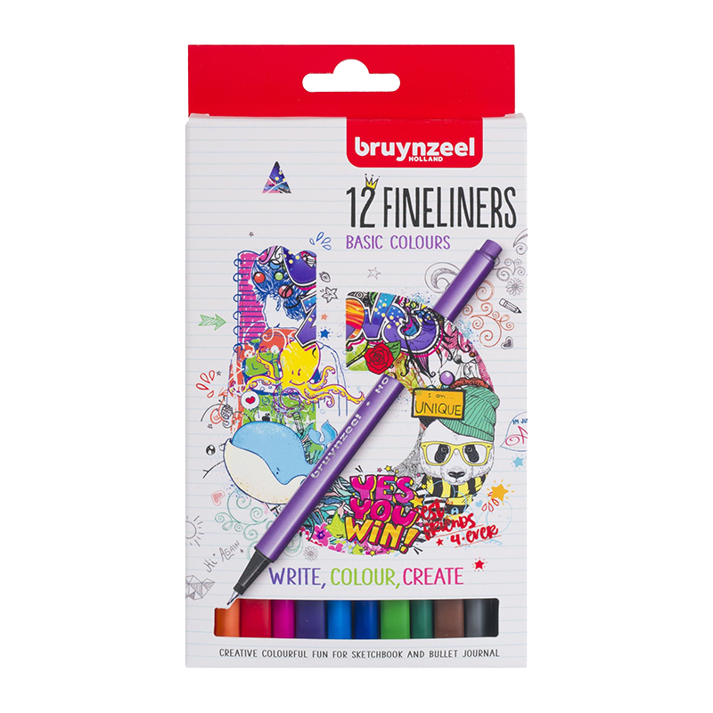 Set de markere Bruynzeel Fineliners Basic - 12 buc