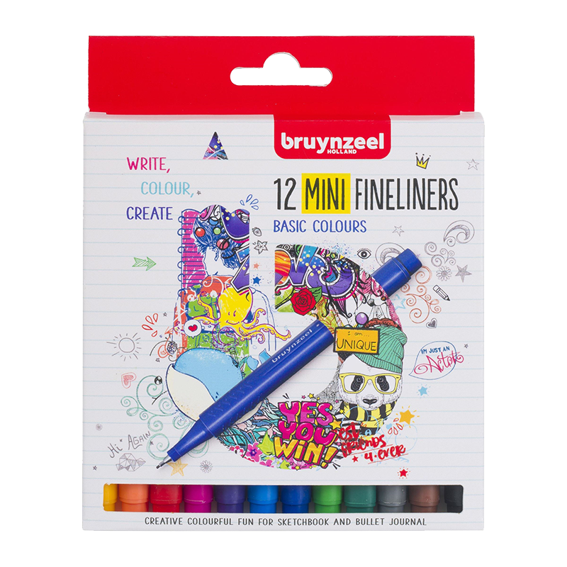 Set de markere Bruynzeel Fineliners Mini Basic - 12 buc