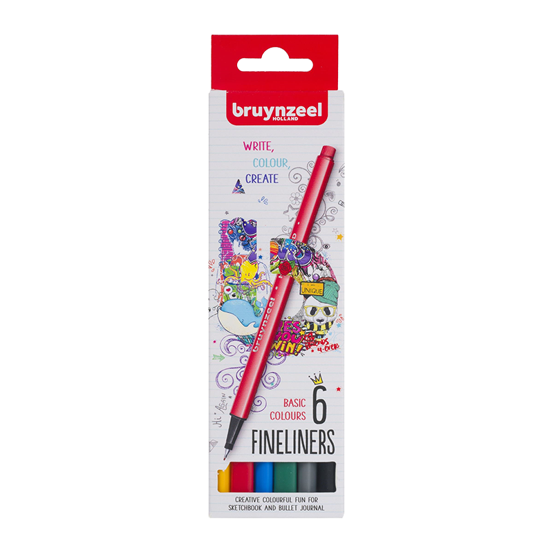 Set de markere Bruynzeel Fineliners 6buc - Basic