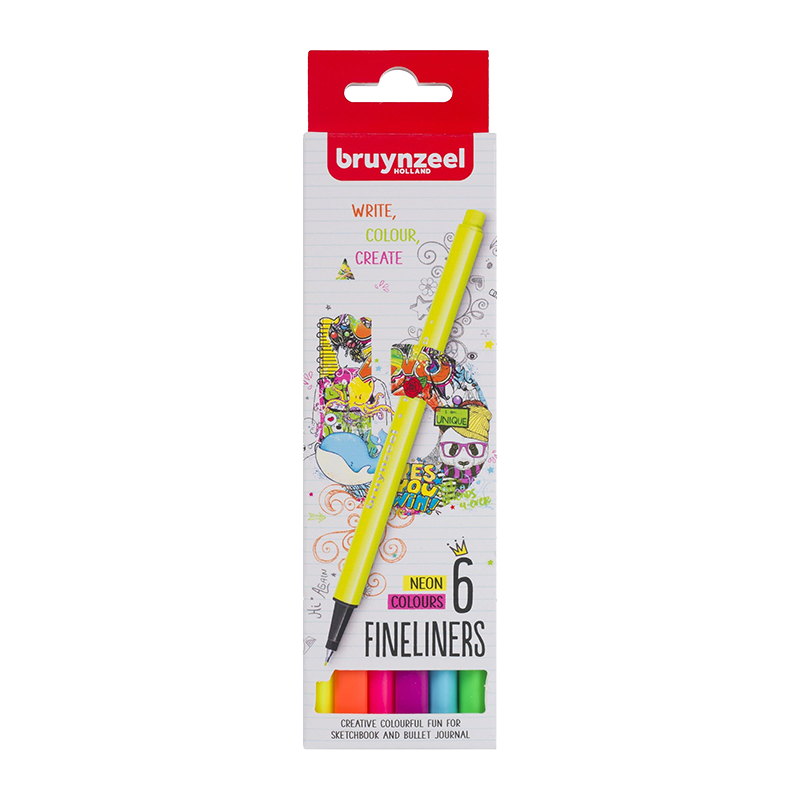 Set de markere Bruynzeel Fineliners 6buc - Neon