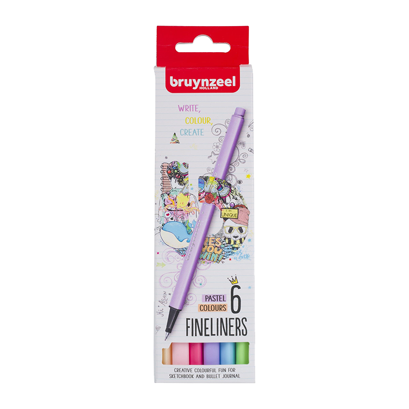 Set de markere Bruynzeel Fineliners 6buc - Pastel