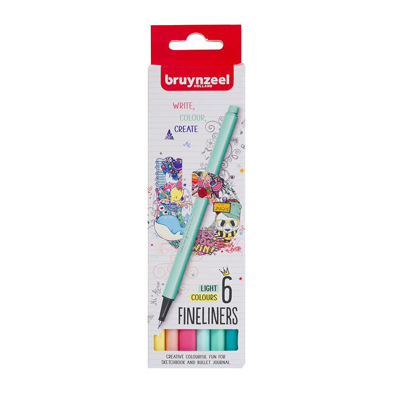 Set de markere Bruynzeel Fineliners 6buc - Light