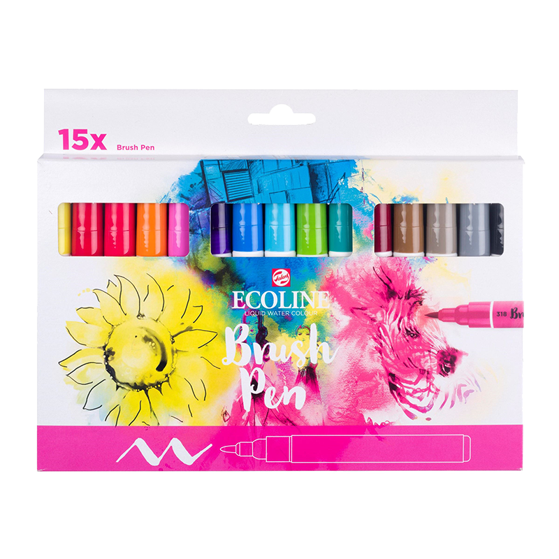 Stilouri de acuarelă Ecoline - set de 15 culori