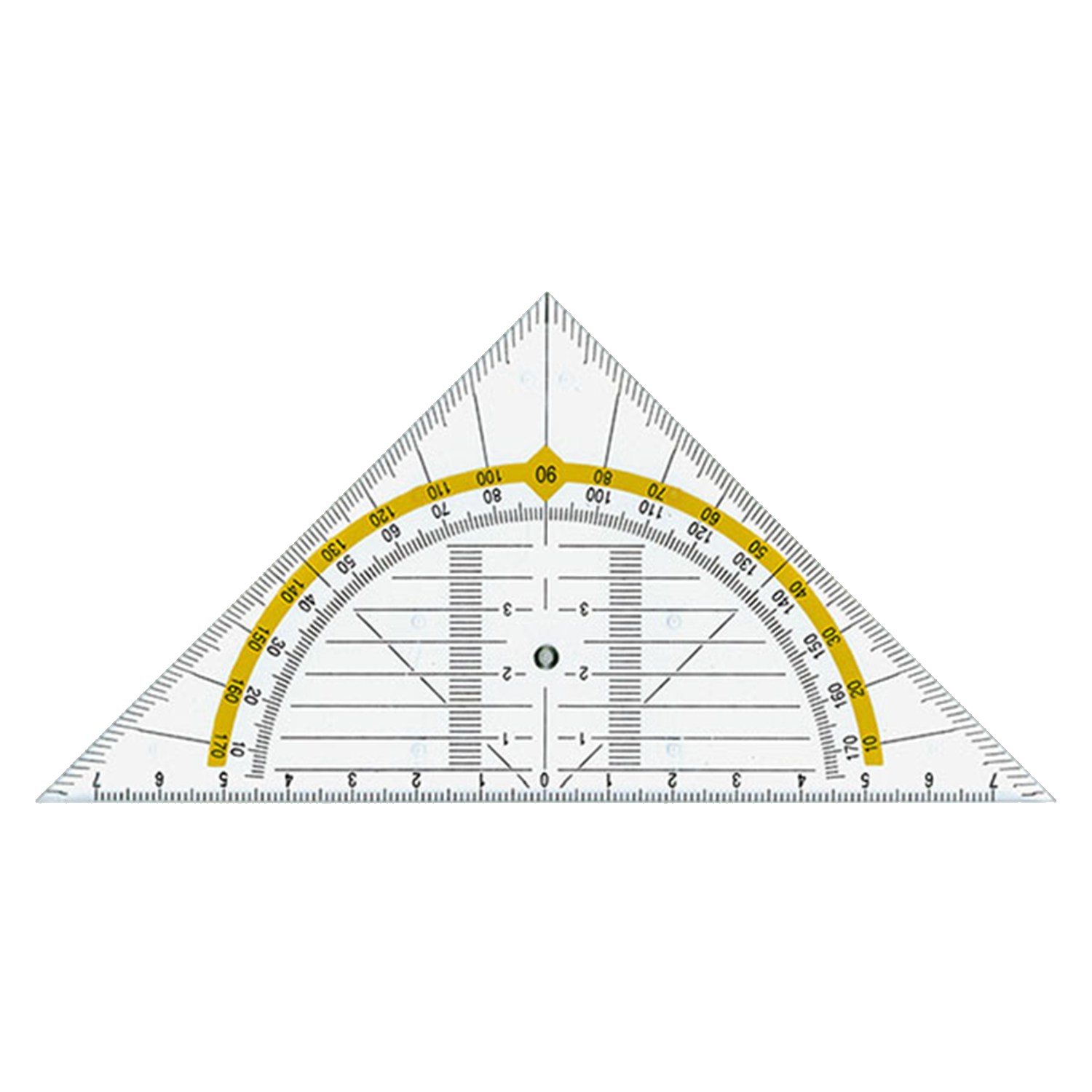 Leniar triunghi geometric cu raportor - 16cm