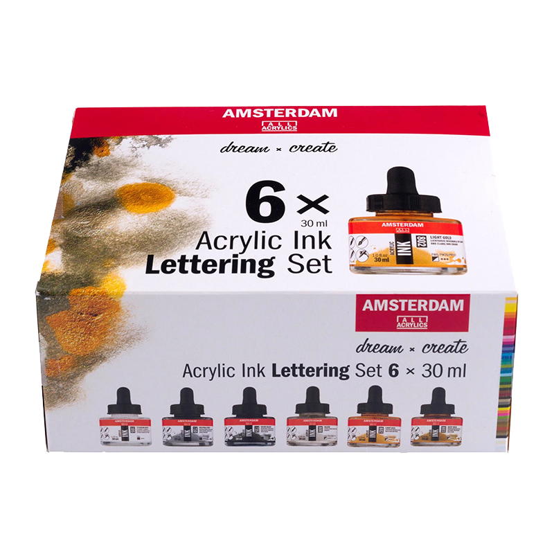 Amsterdam Lettering set de cerneală acrilică 6 x 30 ml