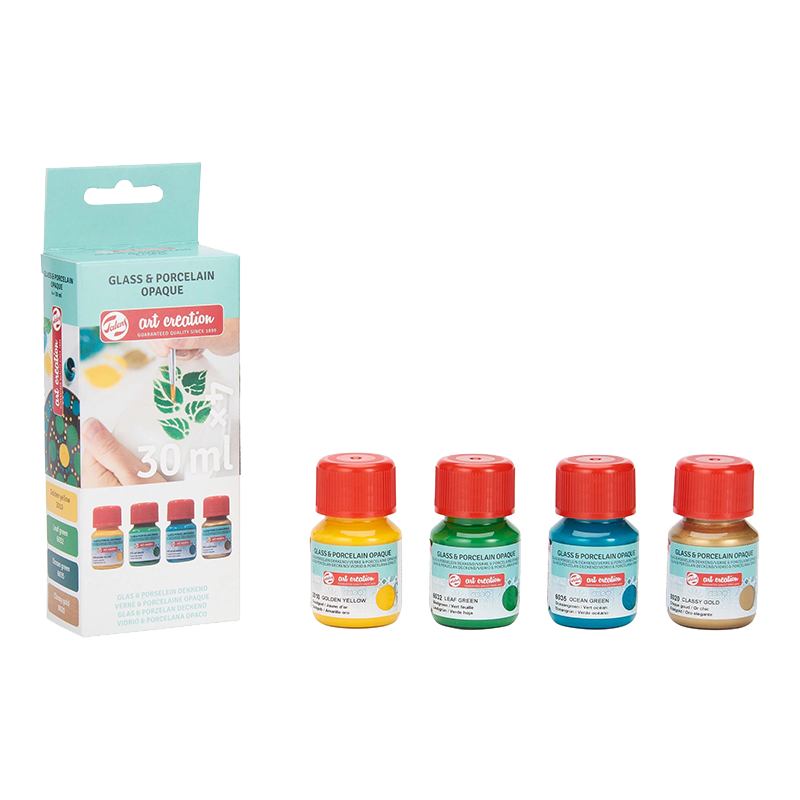 Art Creation set pentru sticlă și porțelan opac Green Gold - 4x30 ml