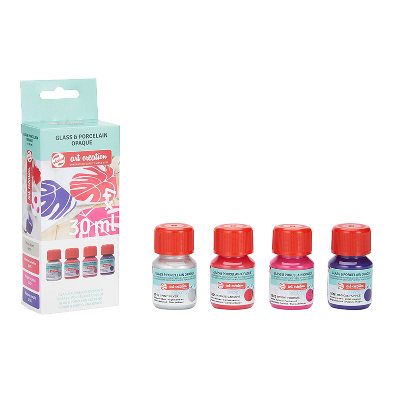 Art Creation set pentru sticlă și porțelan opac Pink Silver - 4x30 ml