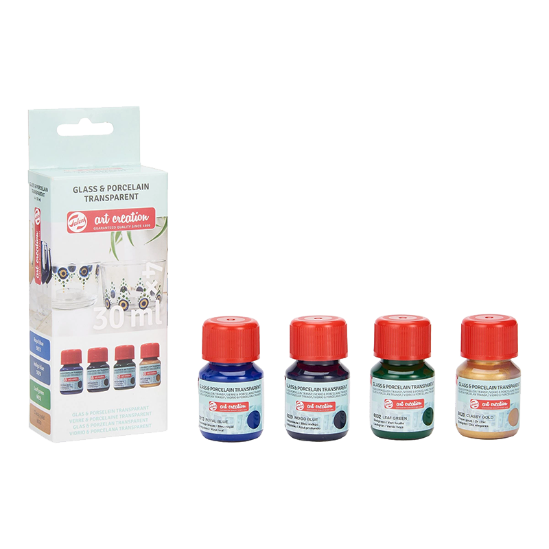 Art Creation set pentru sticlă și porțelan transparent Blues - 4x30 ml