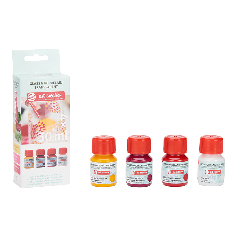 Set Art Creation pentru sticlă și porțelan transparent Pink Frost - 4x30 ml