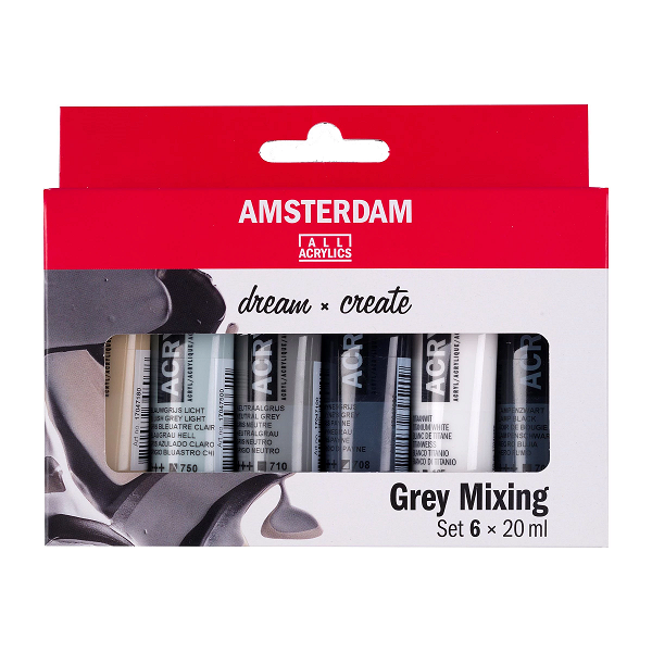 Amsterdam Vopsele acrilice - set 6 x 20 ml - Gray