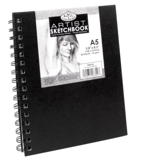 Royal & Langnickel black sketch book - A5, 80 de coli